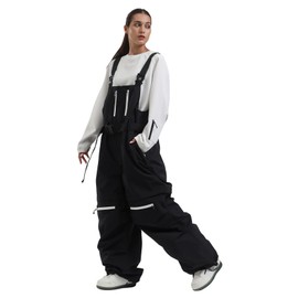 HIEEKDER Womens Mens Snowboard Bibs Snow Super Baggy Waterproof Windproof Insulated Loose Ski Pants Overalls Winter Sport