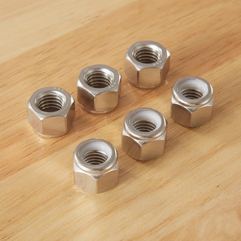 GuoYomm 50PCS 1/4"-20 Nylon Insert Lock Nuts, Stainless Steel 304
