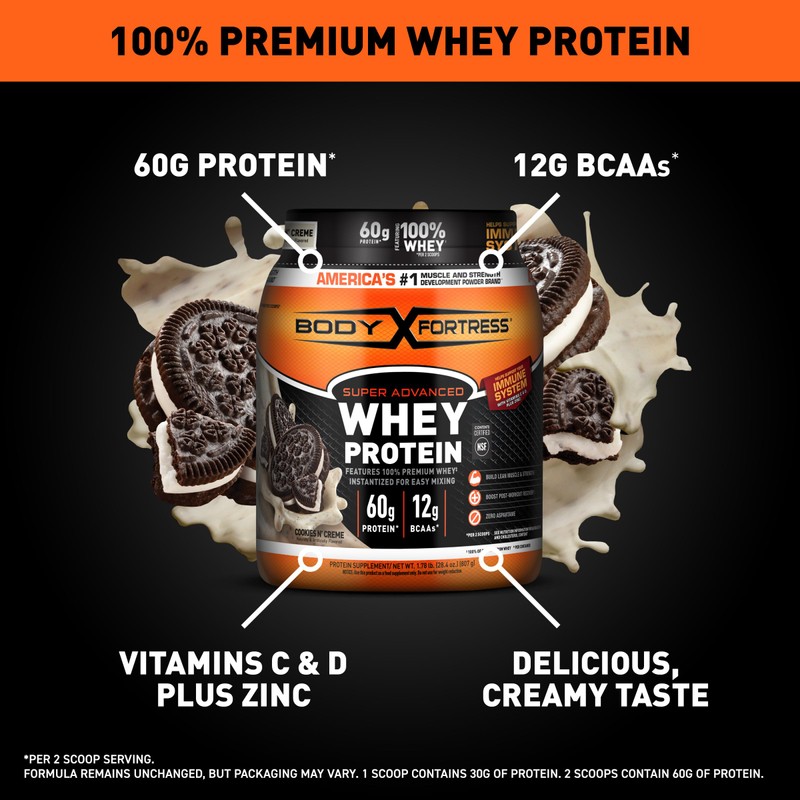 Body Fortress Super Advanced Whey Protein Powder, Cookies N’ Creme,