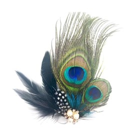 DOKRIN Hair Clips 1 Piece Peacock Headpiece Hairpin Peacock Hair Accessories Feather Hair Accessories with Rhinestones Peacock Feather Headband Women's Carnival Peacock Costume Masquerade