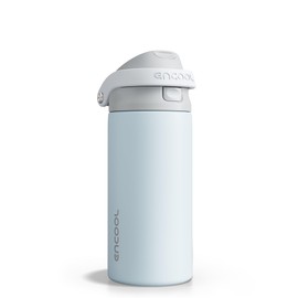 ENCOOL Botella de Agua Aislada a Prueba de Fugas con Popote de Doble Sorbo Diseño Seguro para Bolsa para Trabajo, Viajes y Gimnasio – Mantiene las Bebidas Frías Todo el Día, 18 oz, Gris Brumoso