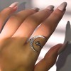1pc Chic Moon & Sun Cuff Ring - Shimmering Rhinestone