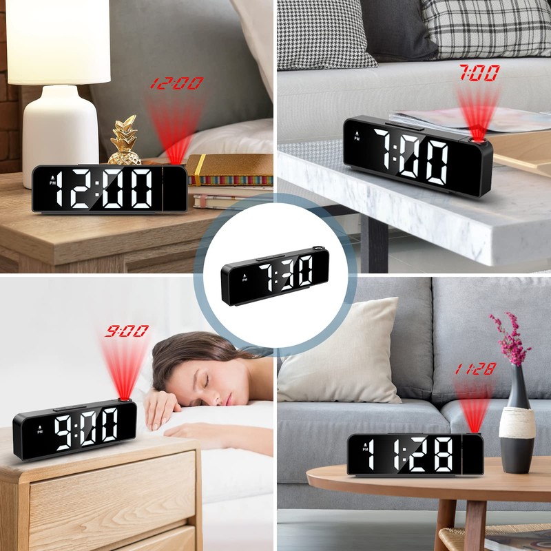 Ankilo 180° Projection Alarm Clock, Newest Alarm Clock Bedside with