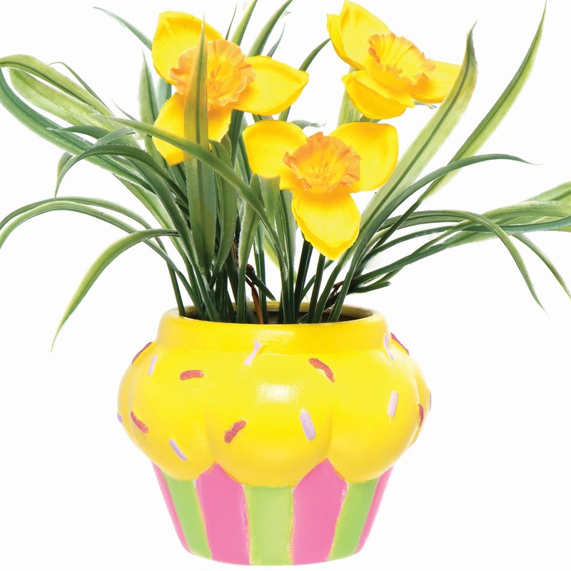 Baker Ross Cupcake Ceramic Flowerpots - Box of 3, Cute