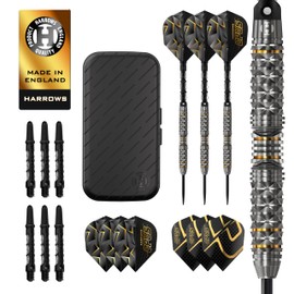 Harrows Opus Darts Set I Professional Darts 90% Tungsten Steel Tip ALL Weights Pro Darts I Huge 16pc Set with Carbon ST Shafts, Opus Flights & FREE Slimcase Darts Case (26g)