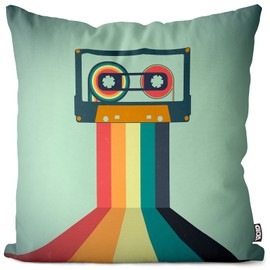 VOID Retro Music Cassette 70s Cushion Cover Sofa Cushion Decorative Outdoor Cushion Size: 40 x 40 cm