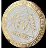 Recoverychip 4 Year AA Medallion Reflex White Glitter Gold Alcoholics