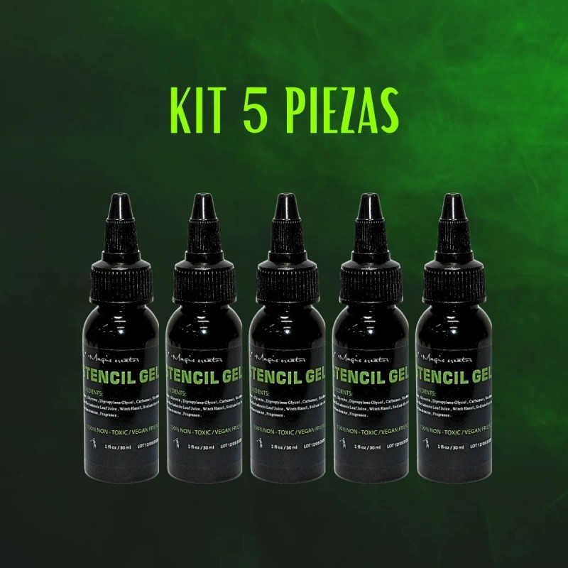 Kit Gel Hectografico Pega Stencil Para Tatuaje 5pzs Transfer