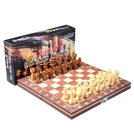 HURRISE Juego de ajedrez magnético de , juego de ajedrez internacional estándar 3 en 1, tablero de juego de ajedrez plegable para niños, adultos y principiantes