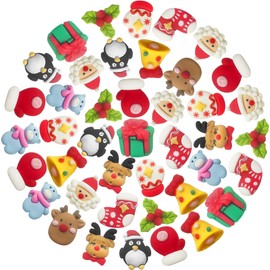 HAIKING Christmas Resin Charms, 50 PCS Mini Bulk Christmas Elements Slime Flat Back Embellishments Ornaments for Craft Making, Scrapbooking DIY Supplies (About 2cm/0.78in)