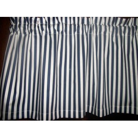 Navy Blue White Stripes nautical waverly fabric window topper curtain Valance