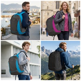 mixi 45L Ultra Lightweight Waterproof Travel Backpack, 21 inch Casual Daypack for Men Women, Durable Spacious Bag for Travel, Sports, Camping, Hiking & College, Black