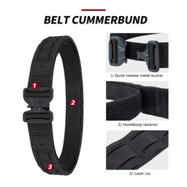 BOMTURN Great Tactical Belt Molle Duty Belt Quick Release Battle Belts 1.75 Inner & Outer Belt Anti-slip Adjustable for Men Women Outdoor