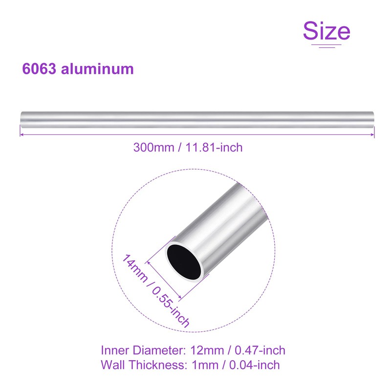 DMiotech (14mm OD x 12mm ID) 6063 Aluminum Round Tube