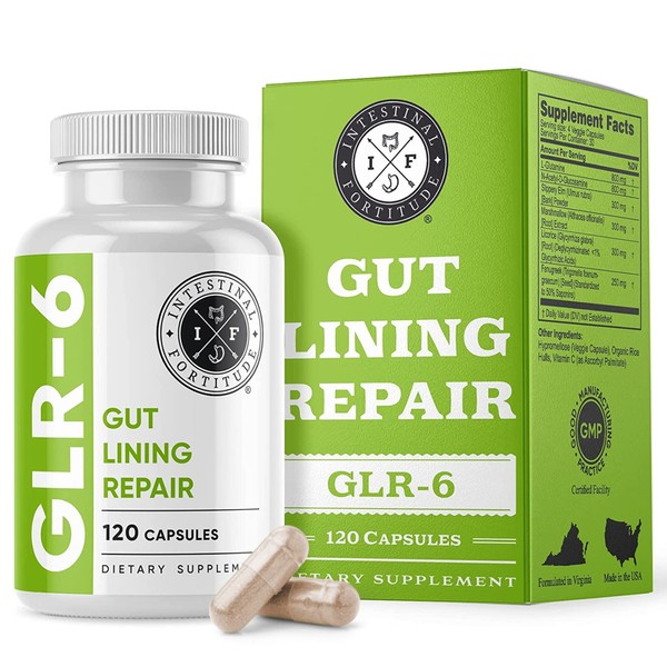 Intestinal Fortitude GLR-6 - Gut Health Supplement for Digestive Relief - Leaky Gut Repair with L-Glutamine, Licorice Root, and Fenugreek Capsules - IBS, IBD, GERD Treatment for Adults