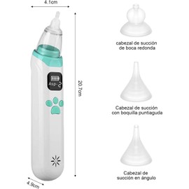 GUDREN Limpiador Nasal Eléctrico para Bebés, Extractor de Mocos para Bebe con 3 Cabezales de Silicona, Tres Niveles de Ajuste de Succión, Bajo Ruido, Función Relajante con Música y Luz