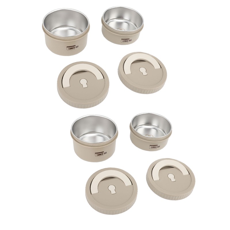 Bento Box Round Lunch Box Coffee Brown Stainless Steel Leakage