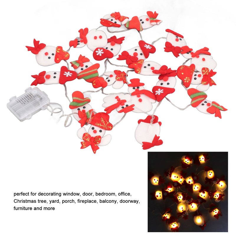 Snowman String Lights Cute Snowman Design 6.6ft Long Remote Control