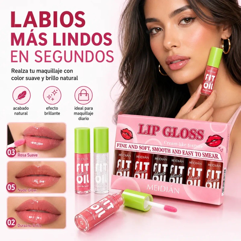 Set De Cuidado Labial Hidratante Glossy Liquid Lip Oil Gloss