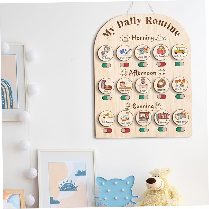 Tabla de Rutina Diaria para Niños – Madera con Caja
