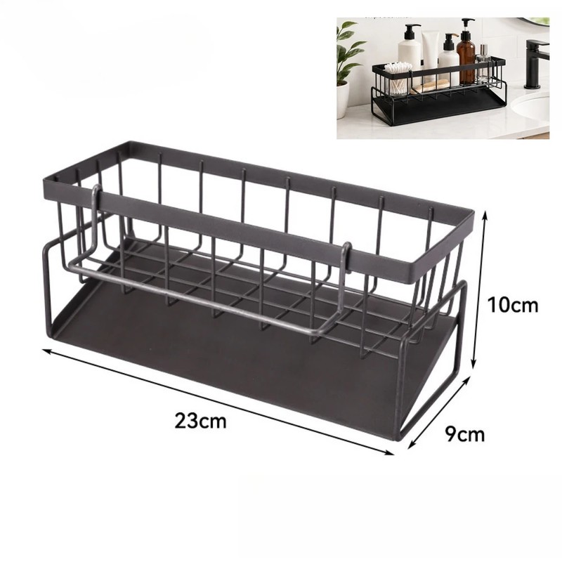 Kitchen Sink Faucet Organizer with Sponge Holder, Drain Rack and
