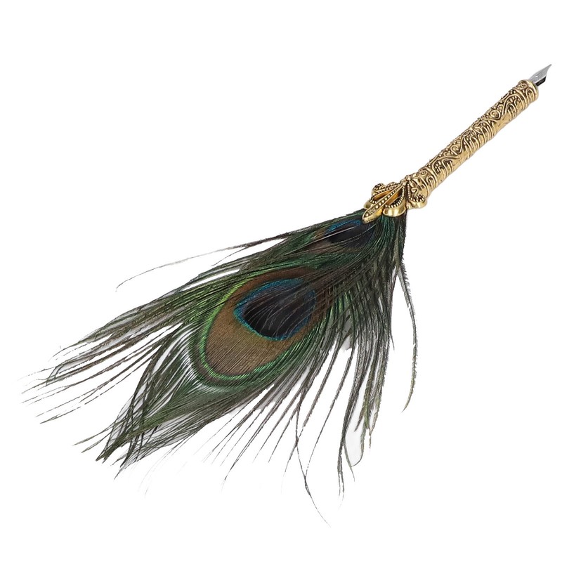 Feather Pen Exquisite Pattern Quaint Texture Comfortable Grip Stainless Steel