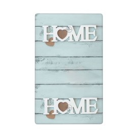 Teal Blue Wood Home Letters Sign 3 Gang Triple Toggle Light Switch Wall Plate Cover Farmhouse Decor for The Home Rustic Home Sign Living Room Kitchen Bedroom Decorate Electric Faceplate Switchplate
