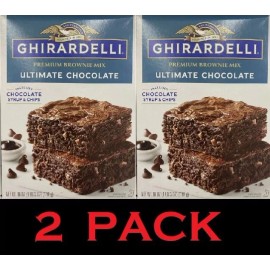 Ghirardelli PREMIUM Ultimate Chocolate Chips Syrup BROWNIE Mix 19 oz Box  2 PACK