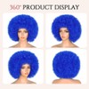 70's Afro Wig for Women, Blue Short Afro Kinky Curly