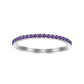 GlameVibe Birthstone Rings For Women, Silver Stackable Cubic Zirconia Stainless Steel Birth Stone Ring To My Daughter/Mom Birthday Unique Gifts Jewelry (02-Silver-February, 8)