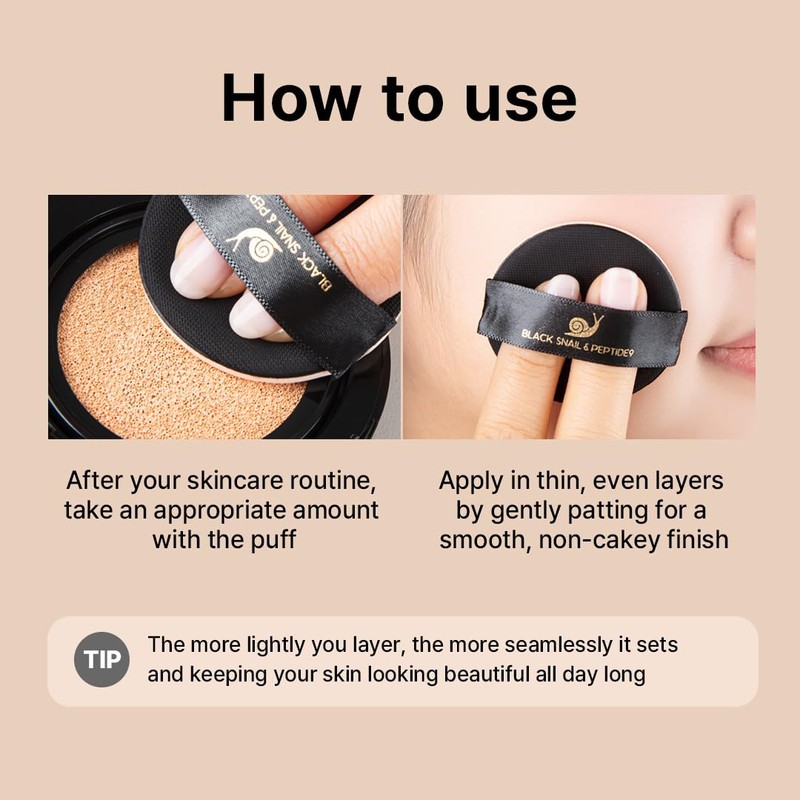 Farmstay Black Snail & Peptide 9 Perfect Cushion Foundation |