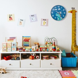 Relaxdays Dinosaur Wall Clock, Diameter 29.5 cm, Dino Clock for Children, Children's Room Clock Boys & Girls, Children's Wall Clock, Blue