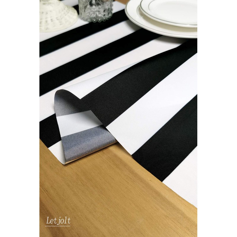 Table Runner Black and White Striped Pattern for Anniversary Runner