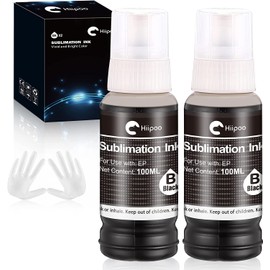 Hiipoo Sublimation Ink Refilled Bottles Compatible for ET2400 ET2720 ET2760 ET2750 ET4800 ET-2800 ET-2803 ET-2850 Inkjet Printers Heat Press Transfer on Mugs T-Shirts (2BK)