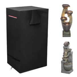 Outdoor Fountain Covers for Winter,Heavy Duty 600D Waterproof Garden Fountain Cover, with Zipper and Draws