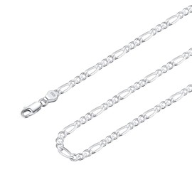 Solid 925 Sterlings Silver 3mm Flat Italy Figaro Link Chain, Hip Hop Punk Chain Necklace Jewelry Thin Neck Chain for Men Women 26"
