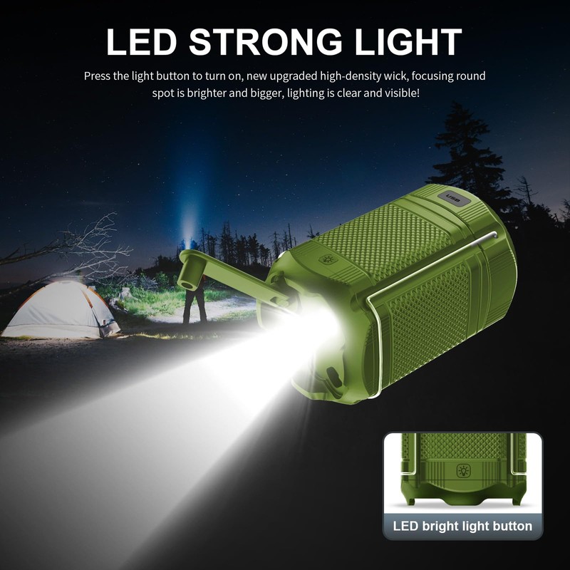 Camping Lantern 5000mAh Solar Hand Crank Telescopic LED Flashlight Portable