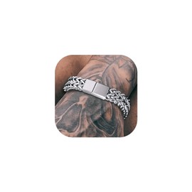 Richsteel Father's Day Cool Mens Bracelets, Silver Stainless Steel Jewelry Men, Non Tarnish,Hypoallergenic