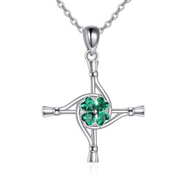 YFN St Bridgets Cross Chain Sterling Silver Saint Brigid Cross Pendant Necklace Irish Jewellery for Women Irish Gifts, Sterling Silver, No Gemstone