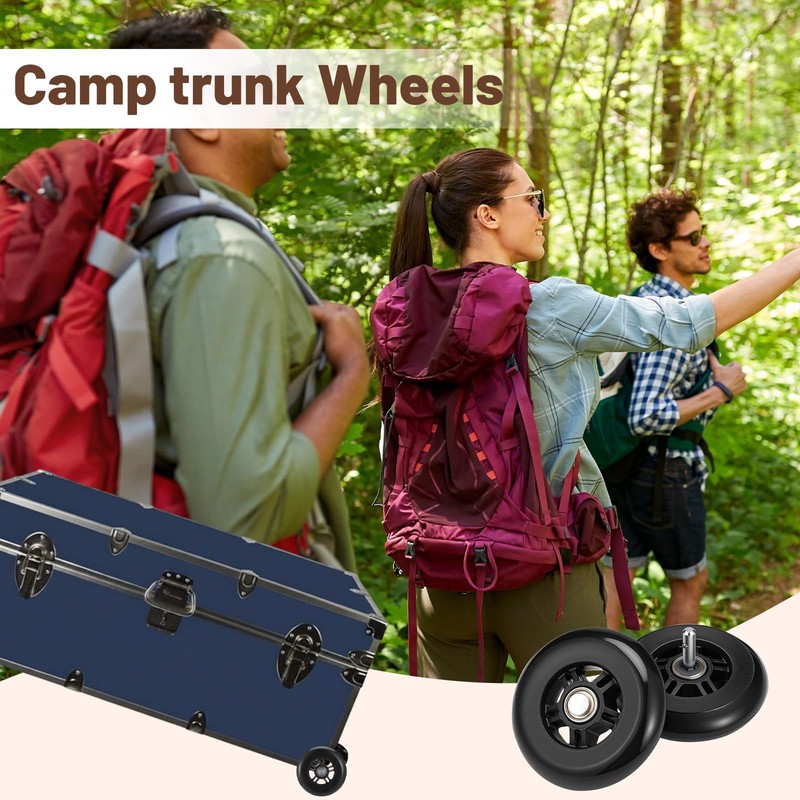 Timtin 2 Pcs 4" Camp Trunk Wheels Removable Easy to