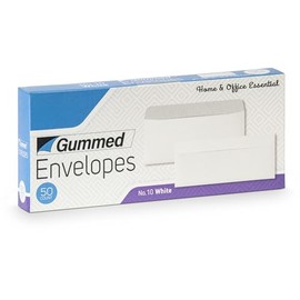 SteadMax 50 Pack #10 White Envelope Gummed Seal, No Window Mailing Envelopes 4-1/8 x 9-1/2, for Businesses Checks And Invoices (50 Pack)