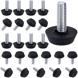 Isslly 24 pcs M6 Thread Furniture Feet, Black Adjustable Table Legs, Table/Chair/Furniture Feet Levelers, Furniture Feet Screw in Threaded for Home School