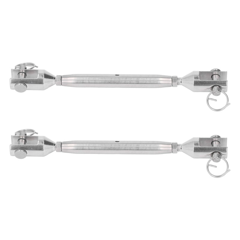 2PCS M8 Thread Stainless Steel Turnbuckle Wire Rope Tensioner Marine