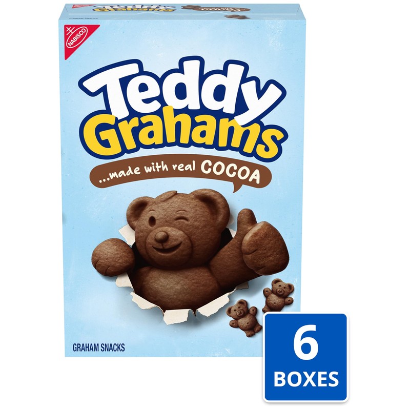 TEDDY GRAHAMS Chocolate Graham Snacks, Bulk Kids Snacks, 6 -