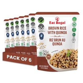 Eat Regal Ready to Eat Brown Rice with Quinoa Pack of 6, 8.8 Ounce | Microwaveable Ready to Heat | Easy Dinner Side | Healthy Side Dish