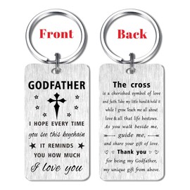 Gezxin Fathers Day keychain Gifts for Godfather- Goddad Birthday Keychain from Godson- Christmas Xmas Valentines