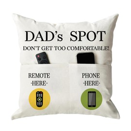 ONFAON Father's Day Throw Pillow Case, Dad's Spot Throw Pillow Covers 18 x 18 Inch，Dad Gifts from Daughter Son，Birthday Christmas Thanksgiving Day Gifts for Papa Stepdad ，2-Pocket