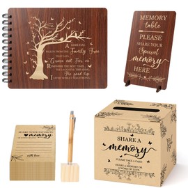 Lebsitey Funeral Guest Book Celebration of Life Guest Book Guest Book for Memorial Service with 60pcs Share a Memory Card Cards Box Table Sign and Pen