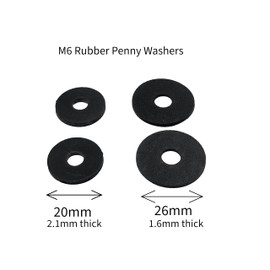 Unterlegscheiben M6 aus Gummi / Nylon weiß oder schwarz / Edelstahl A2 Packung mit 10 Stück (Gummi M6 x 20 mm, 10 Stück)