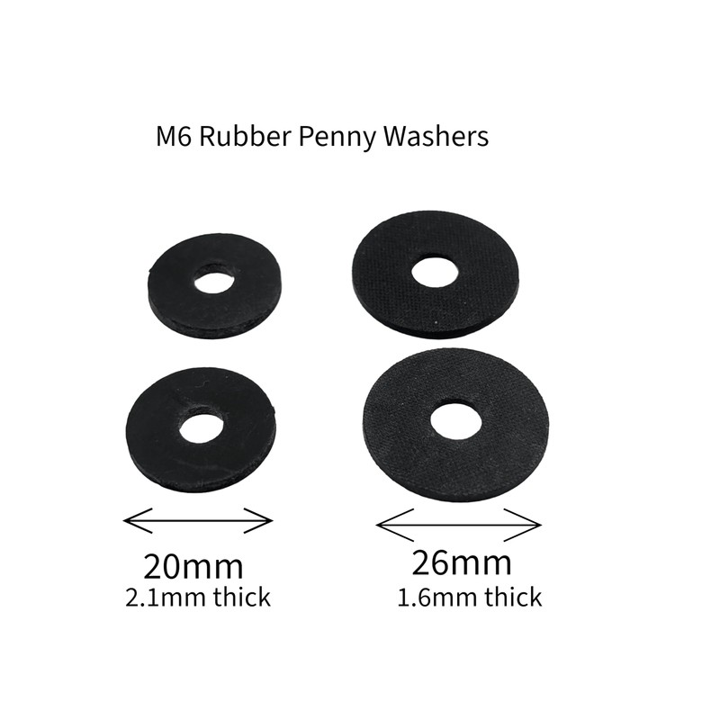 Unterlegscheiben M6 aus Gummi / Nylon weiß oder schwarz /